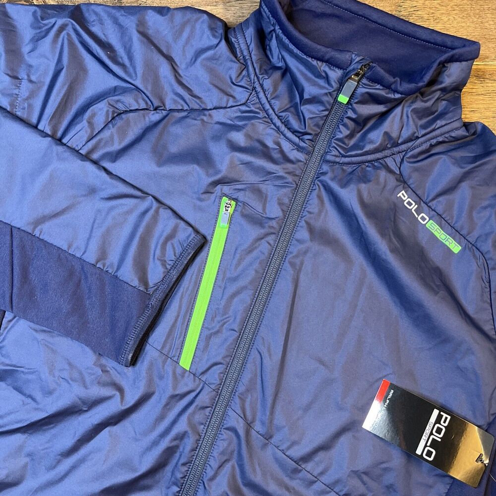 NWT Ralph Lauren Polo Sport Windbreaker Hybrid Jacket Blue‎ Full Zip Men XL $198